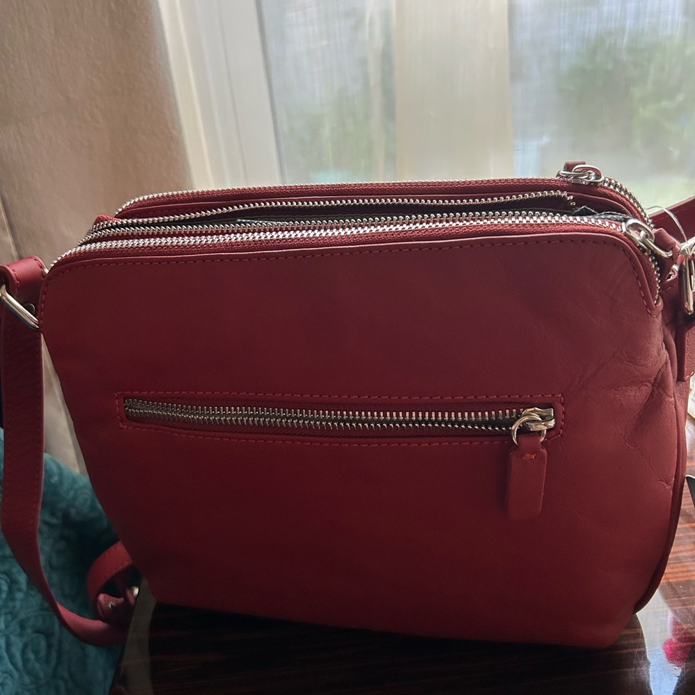 Elegant Red Leather Crossbody Bag